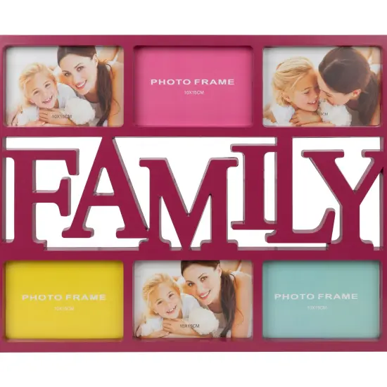 Northlight Framed 10 Picture "Family" Photo Frame - 28.75" - Pink {6}