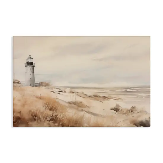 Stupell Industries Distant Lighthouse in Neutral Tones Canvas Design by Arlington Prints {1}