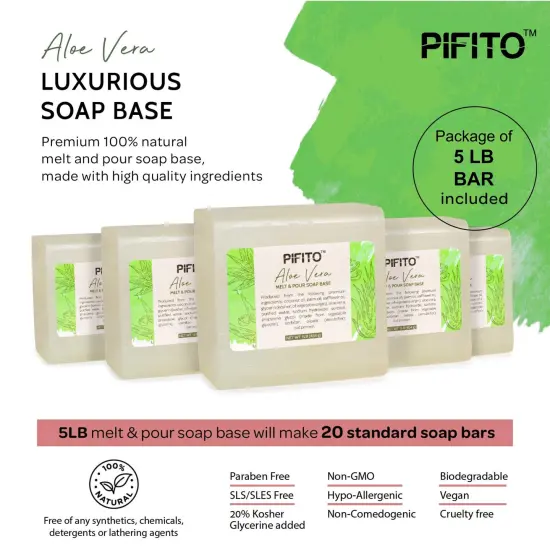 Pifito Aloe Vera Melt and Pour Soap Base │ Bulk Premium 100% Natural Glycerin Soap Base │ Luxurious Soap Making Supplies {2}