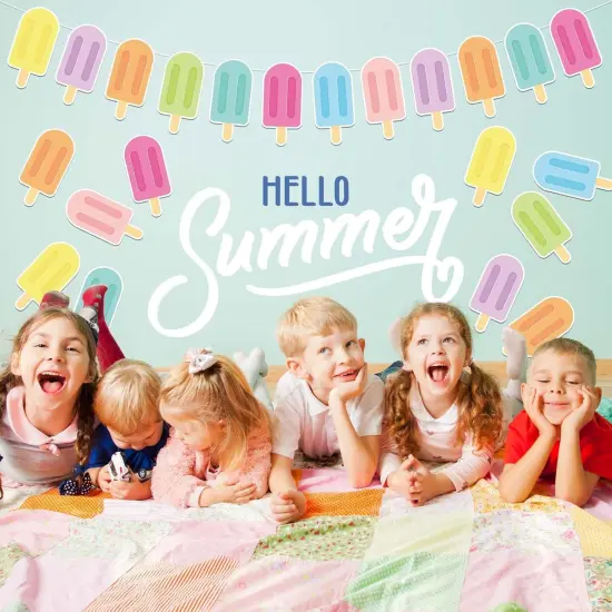 8Pcs Ice Pop Cutouts Summer Ice Lolly Bulletin Board Decor Candy Colorful Popsicle Shape Paper Cut-Outs with 100Pcs Glue Points for DIY Art Craft {3}