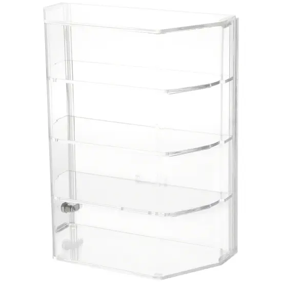 Plymor Clear Acrylic Locking Display Case with Angled Sides and Sliding Back, 3 Shelves {2}