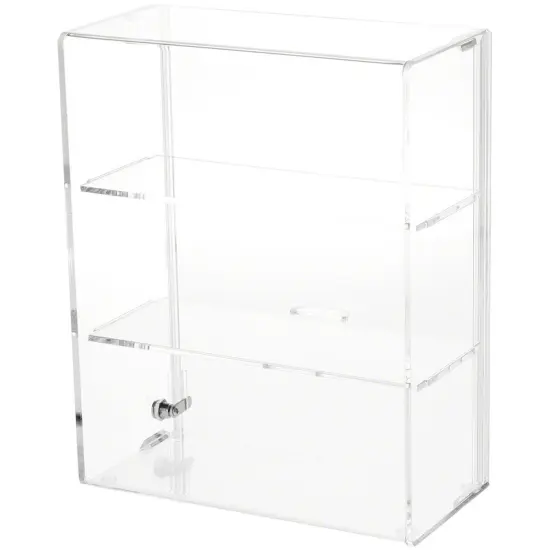 Plymor Clear Acrylic Locking Display Case with Sliding Back, 2 Shelves {2}