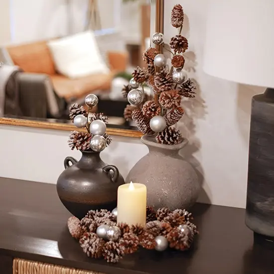 Snow Sprinkled Pinecone Wreath for Winter and Holiday Home Decor {4}