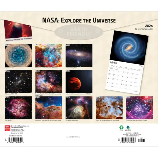 NASA Explore the Universe | 2026 14 x 24 Inch (Hanging) Monthly Deluxe Wall Calendar | Foil Stamped Cover | Plastic-Free {2}
