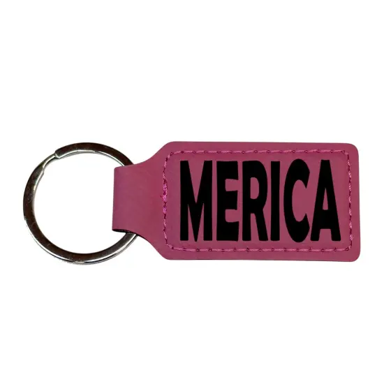Keychain - Rectangle - Merica - Leather Rustic/Gold {2}