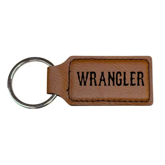 Keychain - Rectangle - Wrangler - Leather Pink/Black {4}