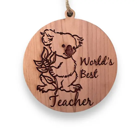 Koala Worlds Best Teacher - Cedar Ornament {1}