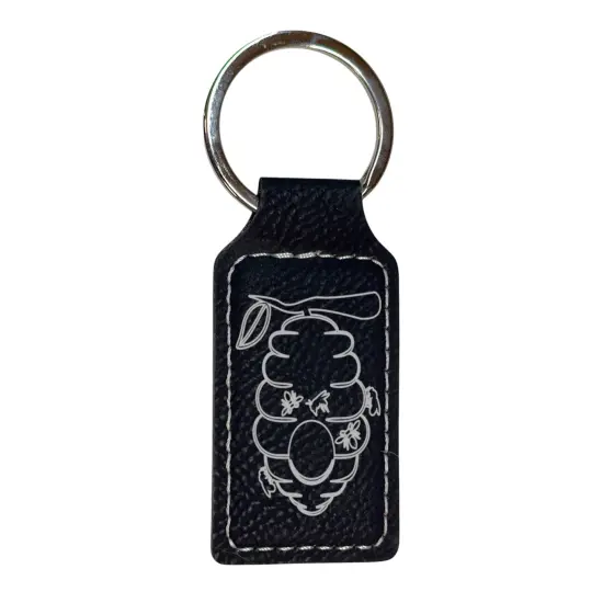 Keychain - Rectangle - Beehive - Leather Pink/Black {2}