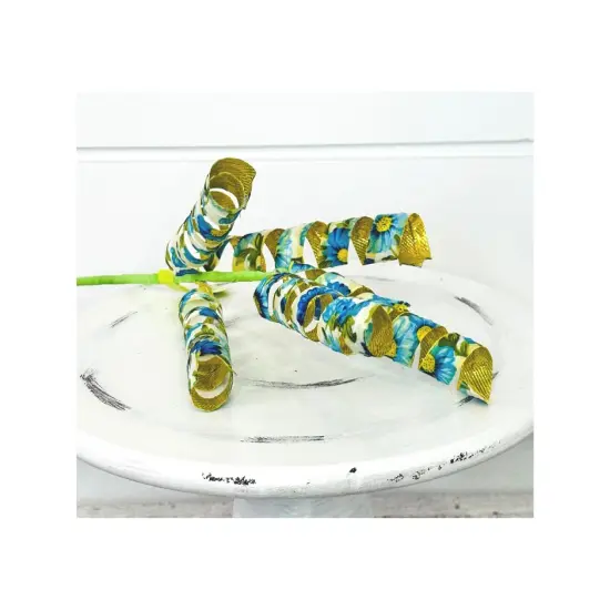 Elegant Blue Floral Gold Curl Wreath Pick - 16 Inches-63200BL {1}