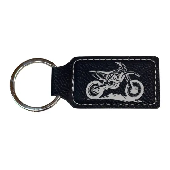 Keychain - Rectangle - Dirt Bike - Leather Pink/Black {2}