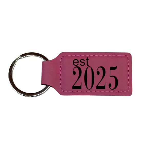 Keychain - Rectangle -Est 2025 - Leather Black/Silver {2}