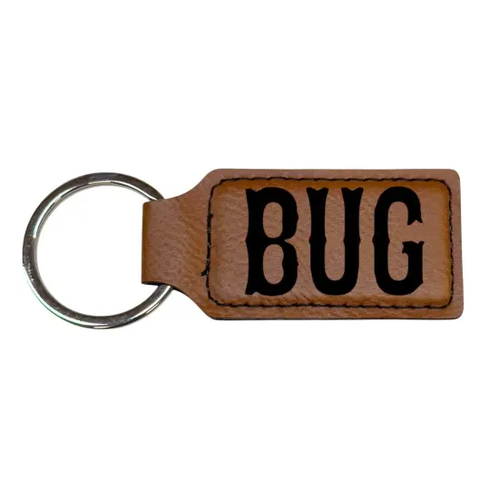Keychain - Rectangle - Bug - Leather Rustic/Gold {4}