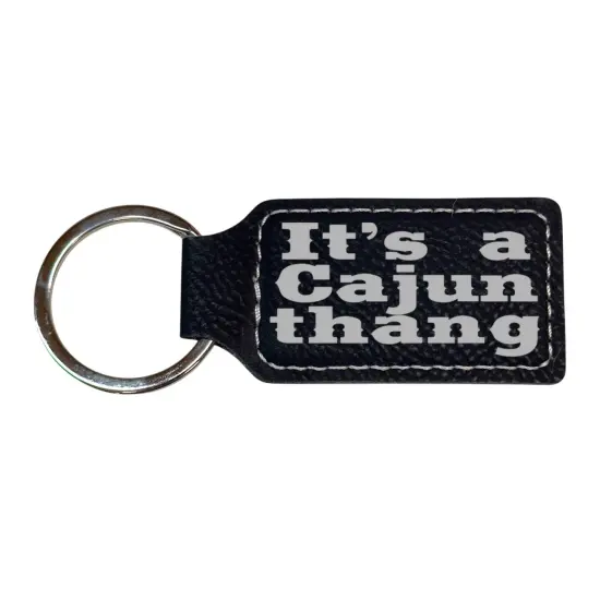 Keychain - Rectangle - Its a Cajun thang - Leather Pink/Black {3}