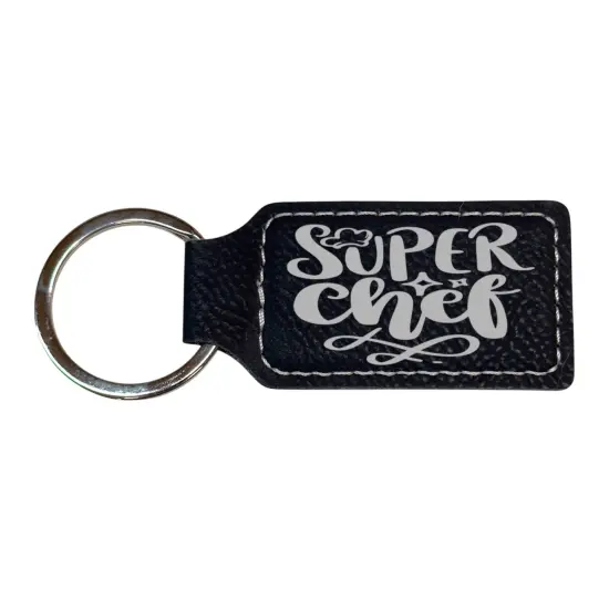 Keychain - Rectangle - Super Chef - Leather Pink/Black {2}