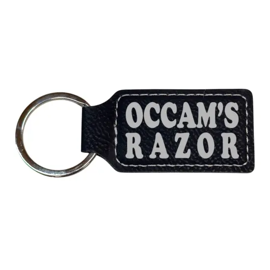 Keychain - Rectangle - Occams Razor - Leather Black/Silver {1}