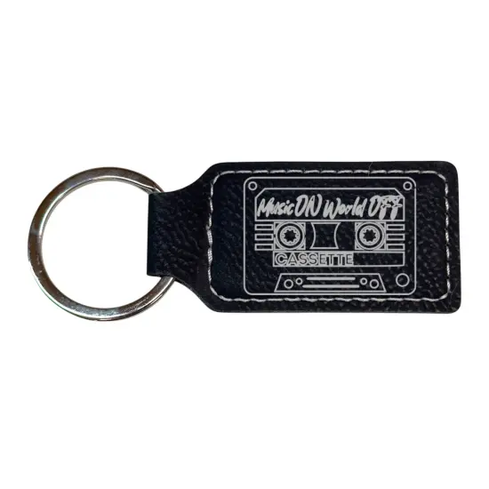 Keychain - Rectangle - Cassette - Leather Rawhide/Black {3}