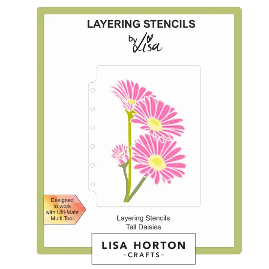 Lisa Horton Crafts A6 Layering Stencil-Tall Daisies {1}