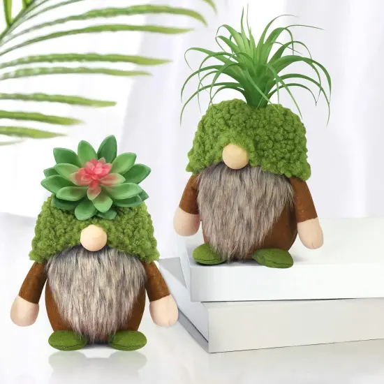 Succulent Gnomes Spring Green Plants Gnomes Swedish Plush Tiered Tray Decoration Tomte Doll Decor Cacti Nordic Dwarf Home Stuffed Gnomes Collection Garden Gift for Her Him Plant Lover {1}