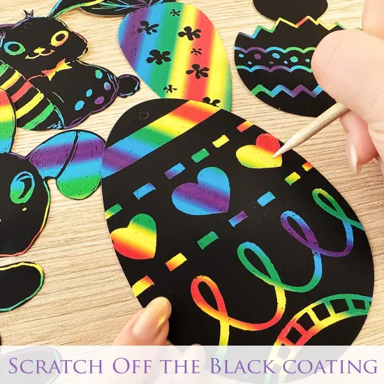 Wrapables 36pc Rainbow Scratch Arts Ornaments, DIY Magic Scratch Arts and Crafts, Easter {3}