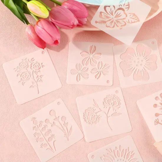 JULMELON Flower Stencils for Wood, 20Pcs Sunflower Painting Stencil Reusable Stencils DIY for Wall Floor Decor Rock Dot Painting Art Projects (3inch) {4}