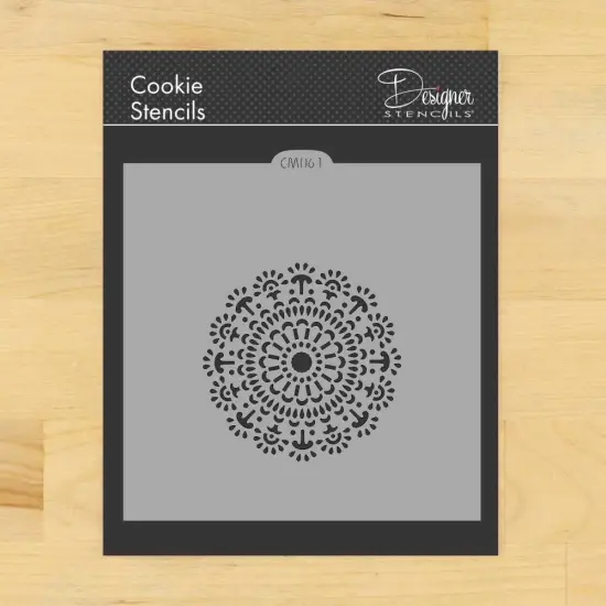 Mandala #4 Cookie & Craft Stencil | CM061 by Designer Stencils | Cookie Decorating Tools | Baking Stencils for Royal Icing, Airbrush, Dusting Powder | Craft Stencils for Canvas, Paper, Wood | Reusable Food Grade Stencil {1}