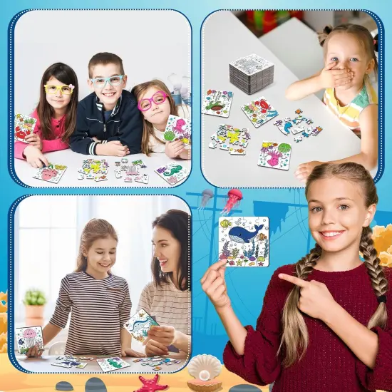 24 Pack Under The Sea Color Your Own Jigsaw Puzzles for Kids Ages 3-5, 4-6, 6-8, Coloring Crafts DIY Paper Puzzles Party Favors Gifts {5}