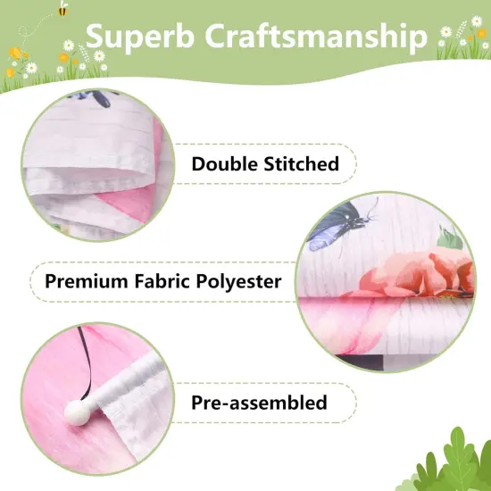 Welcome Banner 2 Pack Spring Door Sign Hanging Banners Welcome Tulip Happy Spring Porch Sign Seasonal Spring Summer Party Decorations for Indoor Outdoor Garden {2}