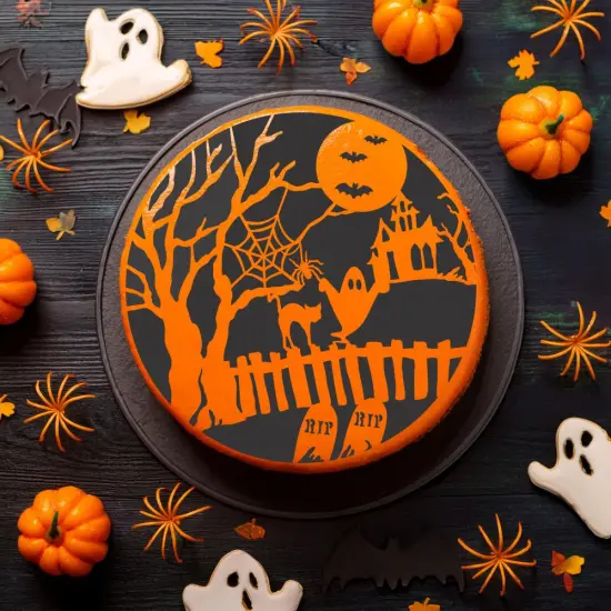 Halloween Fright Cake Stencil Top | C459 by Designer Stencils | Cake Decorating Tools | {2}