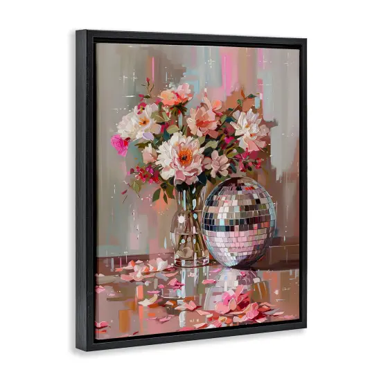 Stupell Industries Disco Ball & Flowers Still Life Floating Frame Design by Arlington Prints {3}
