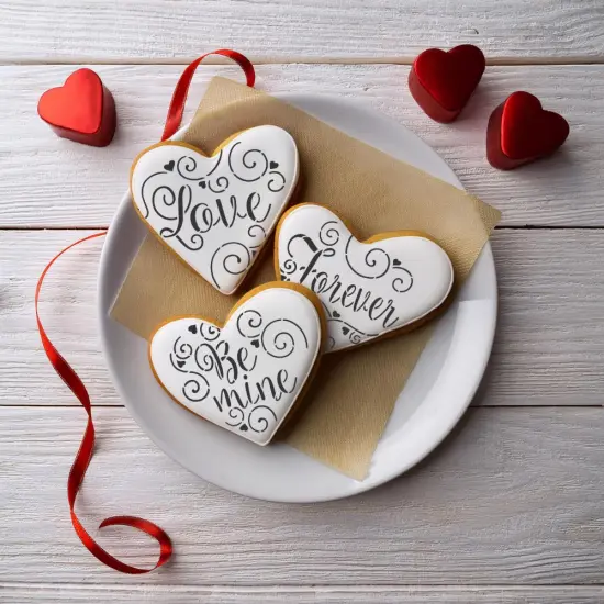 Love, Be Mine, Forever Hearts Cookie Stencil Set | Baking Stencils for Royal Icing, Airbrush, Dusting Powder | {2}
