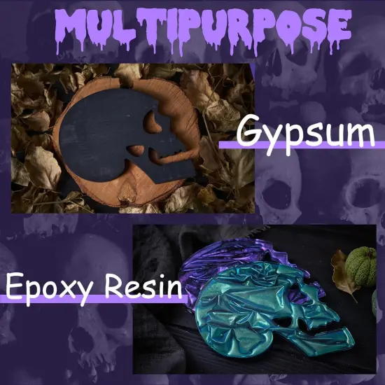 Halloween Skulls Silicone Coaster Molds 4pcs with 1pcs Matching Holder {2}