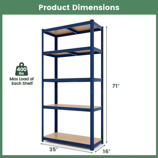 5-Tier Tall Freestanding Heavy Duty Metal Utility Rack with 5 Adjustable Shelves Suitable for Kitchens or Garage Blue {5}