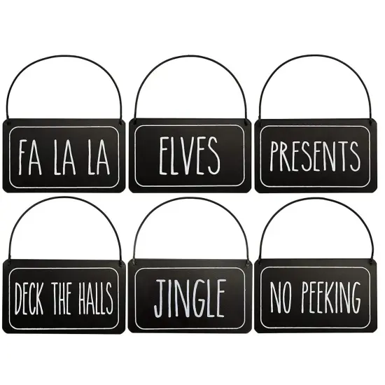 Black Rustic Christmas Ornaments 6ct Farmhouse Tree Decor Set {1}
