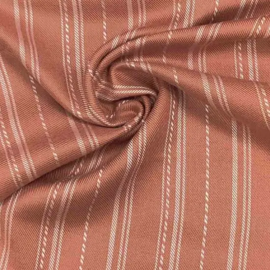 1 Yard Soft Rayon Twill Yarn Dyed Stripe Fabric Rust For Apparel Projects 54/55 Inches Width {1}