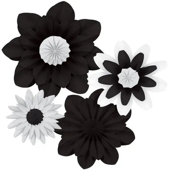 Black and White Paper Flowers Premade Decorations {1}
