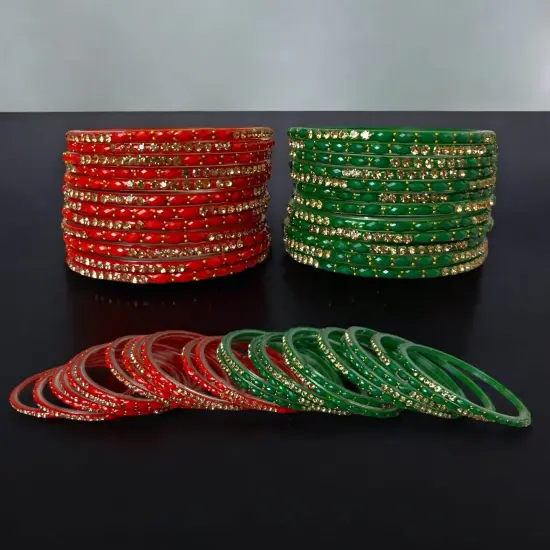 Glass Bangles Indian Jewelry Bangles (akshra) Ethnic Dailywear Bollywood Fashion Glass Bangles Set Bracelets for Women Wedding Teej Navratri Varalakshmi Vratham Return Gifts (12 Pieces) {3}