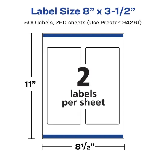 Avery Matte White Rectangle Labels, 8" x 3.5" {5}