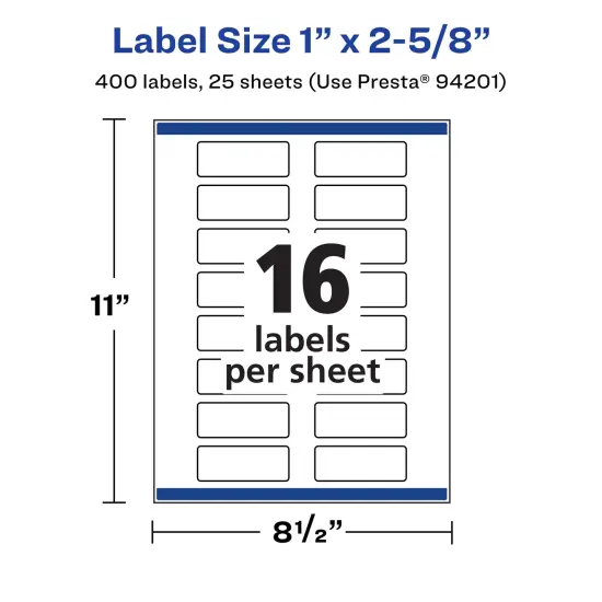 Avery Matte White Rectangle Labels, 1" x 2-5/8" {5}