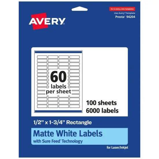 Avery Matte White Rectangle Labels, .5" x 1.75" {1}