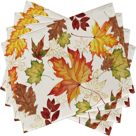 Fall Maple Leaf Placemats Set of 4,(Fall-yellow) {1}