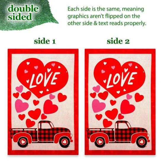 G128 Combo Pack: Garden Flag Stand 36x16IN & Garden Flag Happy Valentine's Day Love Truck Printed 12x18IN Double Sided {5}