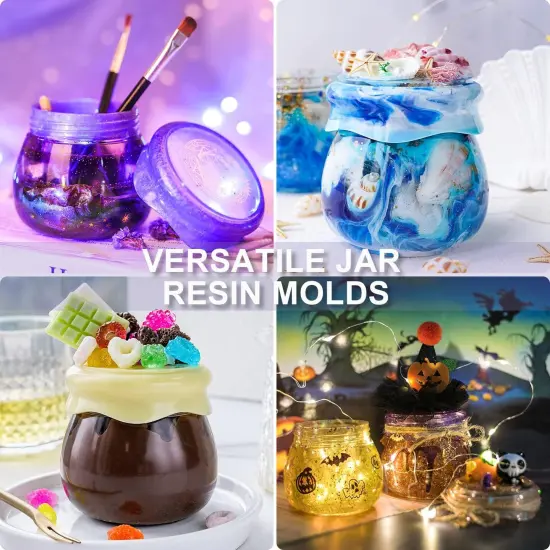 LET'S RESIN Pudding Jar Resin Molds with Lid, Epoxy Molds Silicone for Storage Bottle,Candle Holder,Candy Container, Epoxy Casting Craft,Flower Pot, Gifts {5}