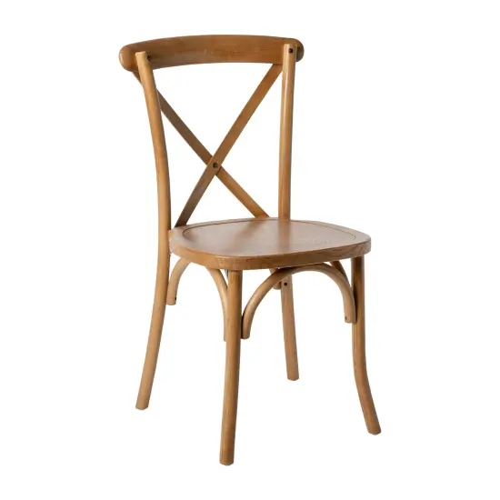 Merrick Lane Davisburg Stackable Wooden Cross Back Bistro Dining Chair Pecan {2}