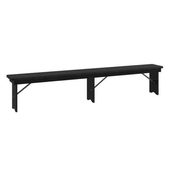 Merrick Lane Tinsley 96" x 12" Solid Pine Folding Farmhouse Style Bench Black Wash {2}