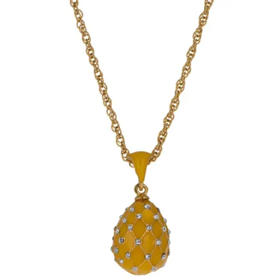 Yellow Trellis Royal Egg Pendant Necklace {1}