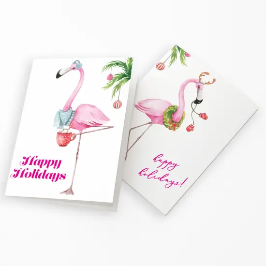 Pink Flamingo Christmas Greeting Cards Boxed Set &ndash; 24 Holiday Notecards with Envelopes, Happy Holidays Bulk Pack for Tropical-Themed Festivities {1}