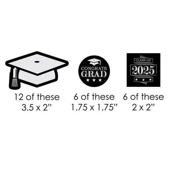 Big Dot of Happiness Graduation Cheers Paper Straw Decor - 2025 Graduation Party Striped Decorative Straws - Set of 24 {3}