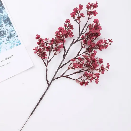 10 Pcs Babys Breath Artificial Gypsophila Flowers - Burgundy {2}