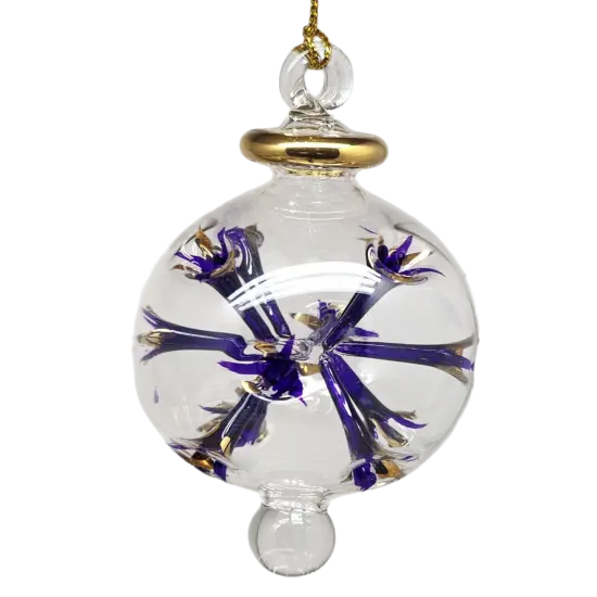Blown Glass Pierced Starburst Ornament - Purple {2}