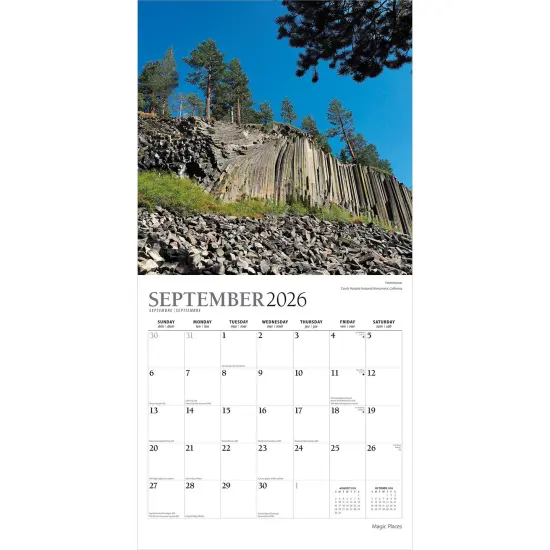 Magic Places | 2026 12 x 24 Inch (Hanging) Monthly Square Wall Calendar | Foil Stamped Cover {4}